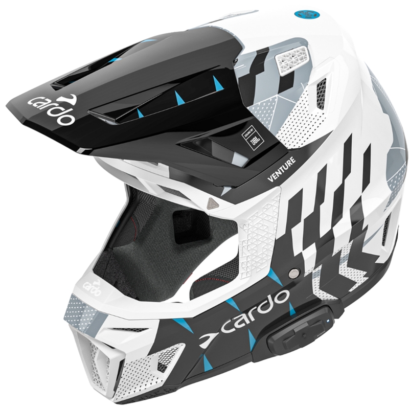 Cască motocross cu interfon Cardo Venture negru-alb-gri