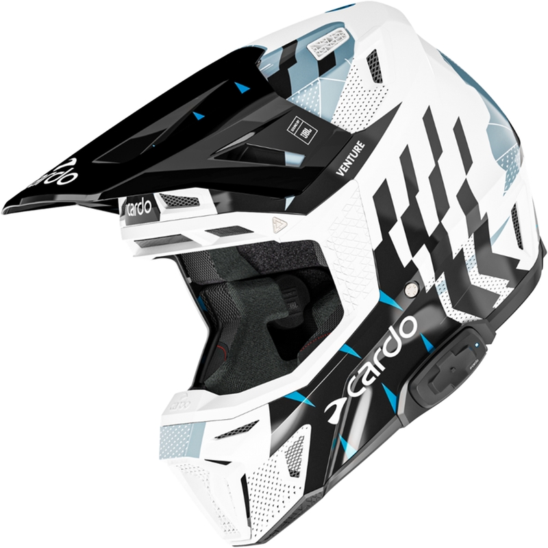 Cască motocross cu interfon Cardo Venture negru-alb-gri