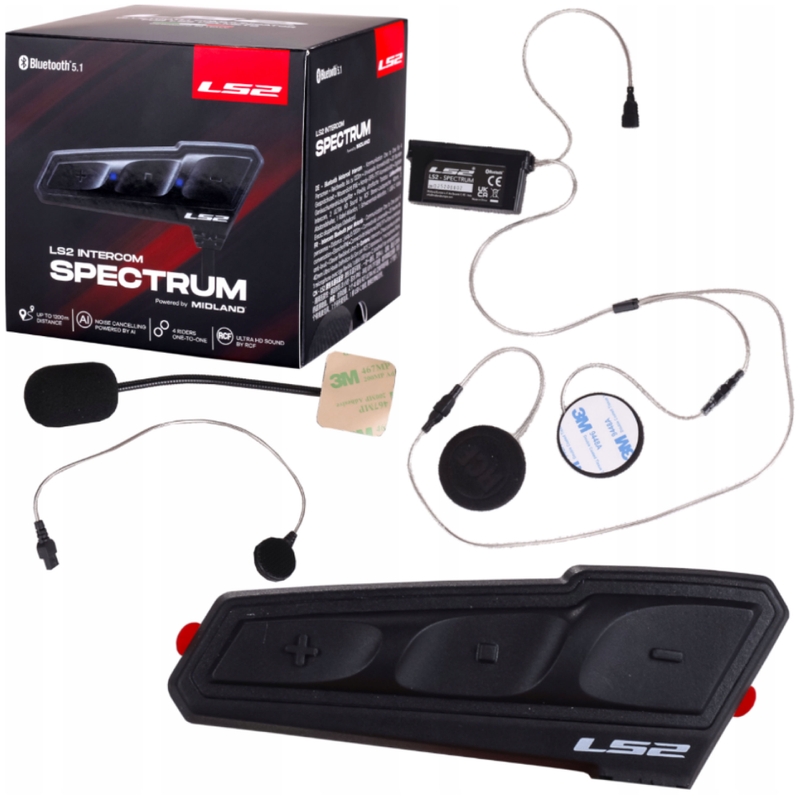 Interfon Bluetooth pentru motocicletă LS2 Spectrum negru
