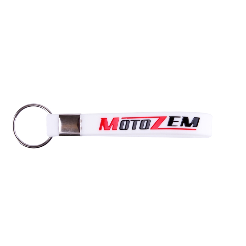 MotoZem breloc de chei alb