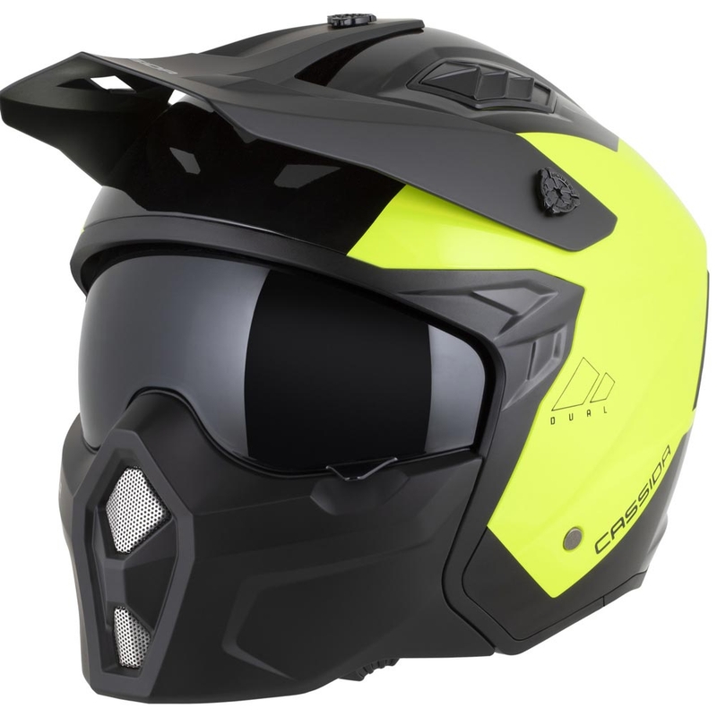 Cască modulară de motocicletă Cassida Cross Country Dual fluo galben-negru