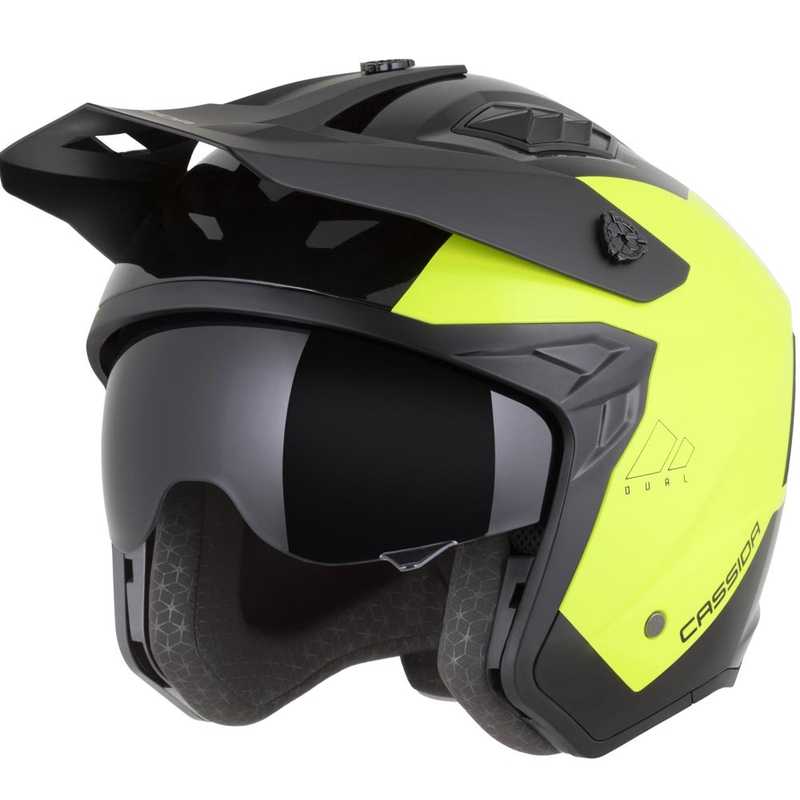 Cască modulară de motocicletă Cassida Cross Country Dual fluo galben-negru