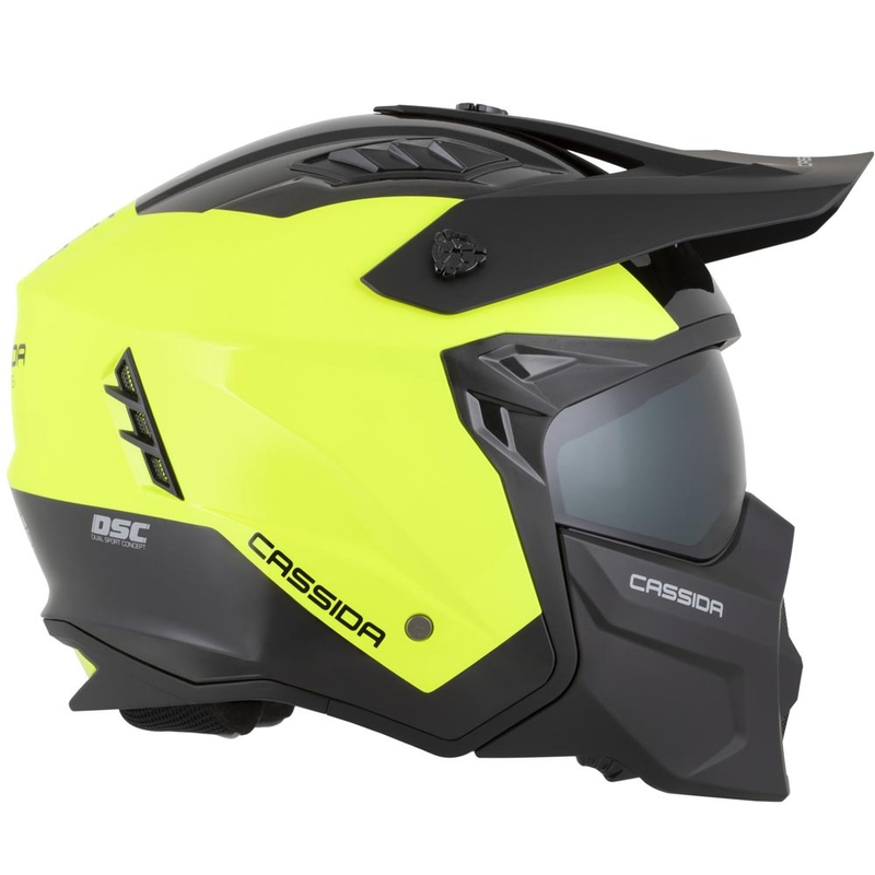 Cască modulară de motocicletă Cassida Cross Country Dual fluo galben-negru