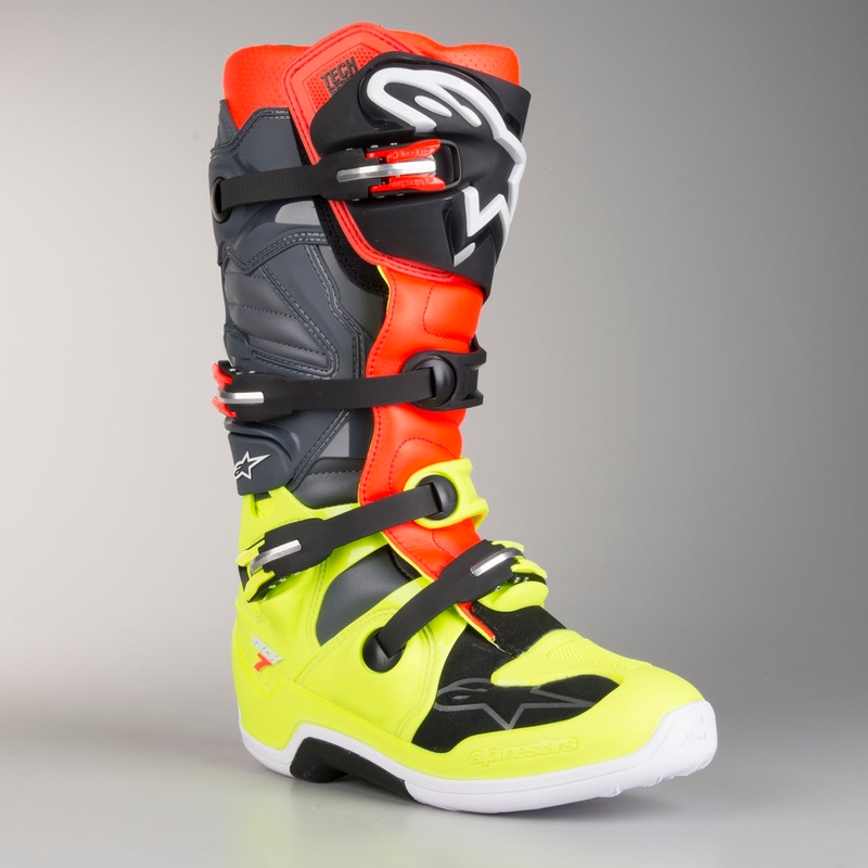 Alpinestars Tech 7 cizme de motocicletă roșu-fluo galben