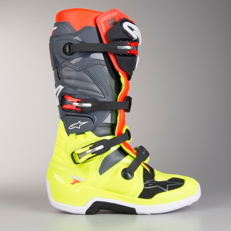 Alpinestars Tech 7 cizme de motocicletă roșu-fluo galben