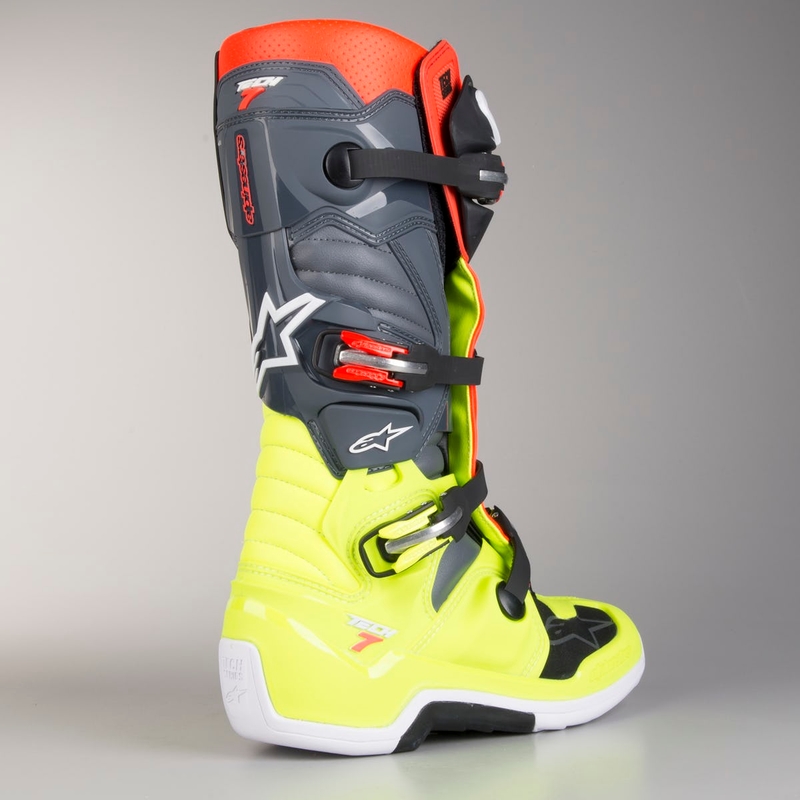Alpinestars Tech 7 cizme de motocicletă roșu-fluo galben