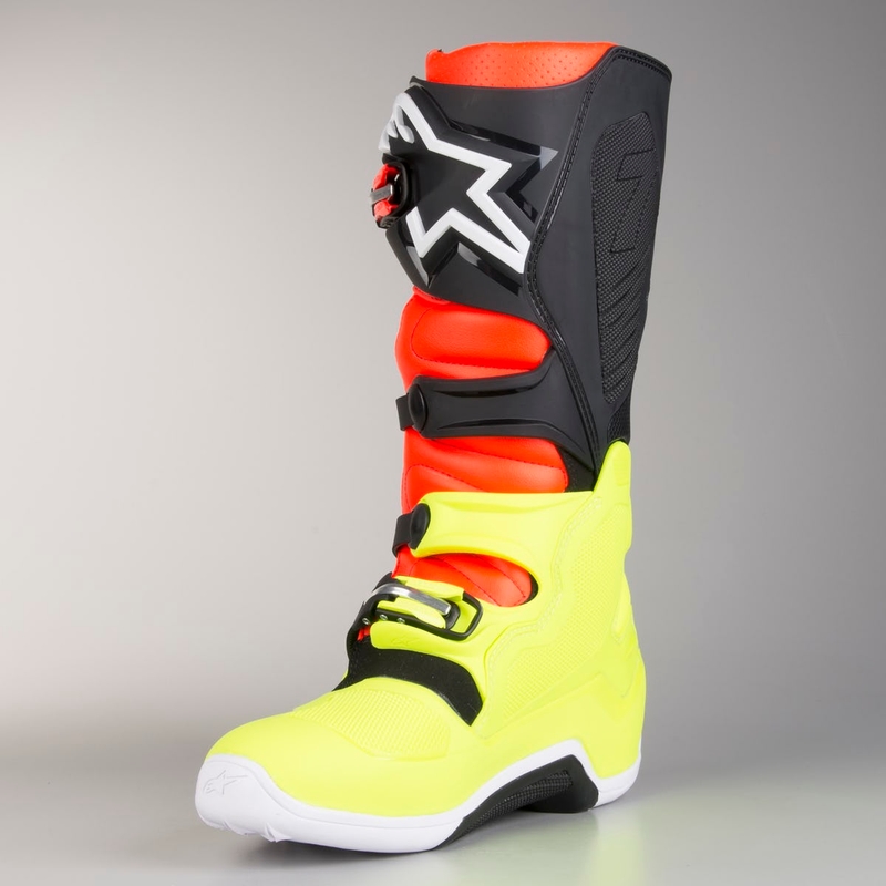 Alpinestars Tech 7 cizme de motocicletă roșu-fluo galben