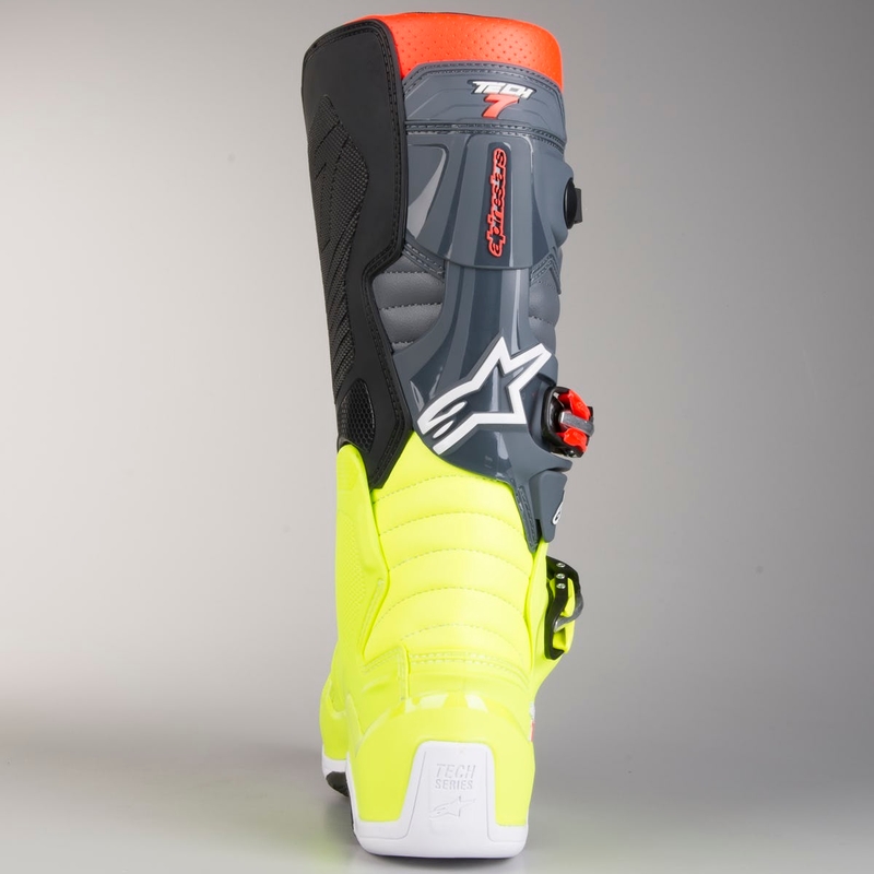 Alpinestars Tech 7 cizme de motocicletă roșu-fluo galben