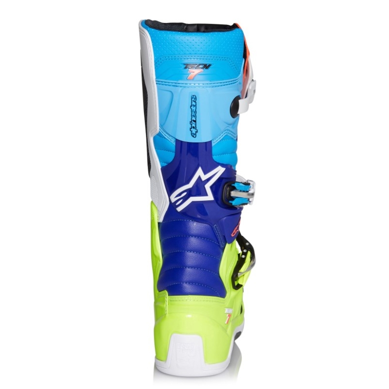 Alpinestars Tech 7 galben-alb-albastru-albastru-roșu-negru cizme de motocicletă
