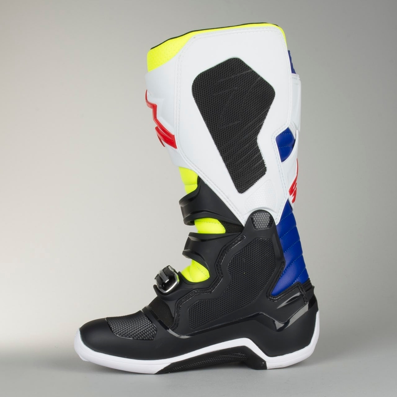 Alpinestars Tech 7 alb-negru-albastru-albastru-roșu-galben-fluo cizme de motocicletă