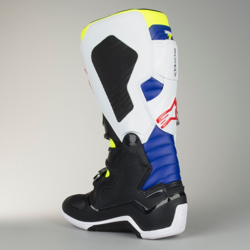 Alpinestars Tech 7 alb-negru-albastru-albastru-roșu-galben-fluo cizme de motocicletă