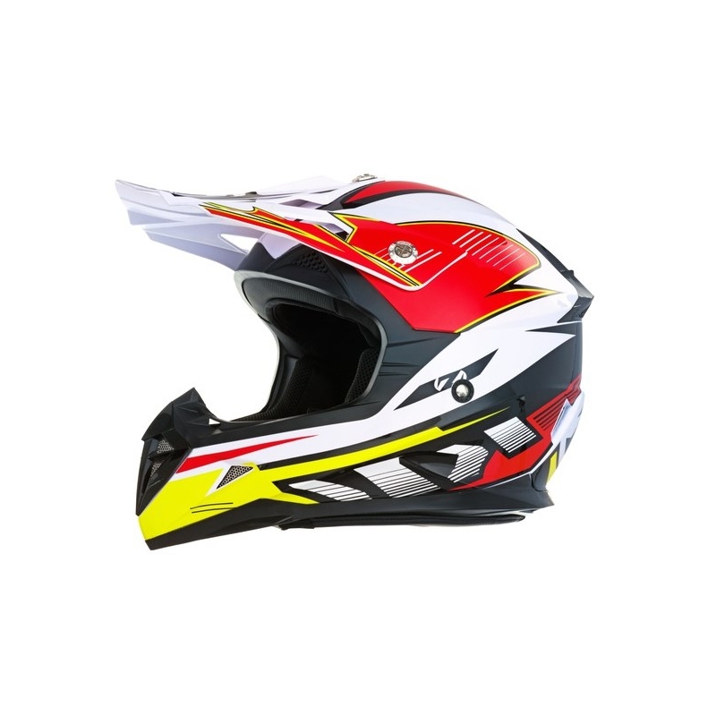 Cască de motocross ZED X1.9 alb-negru-roșu-roșu-galben