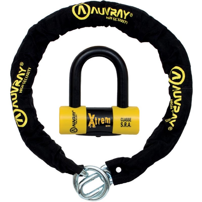 Lacăt disc AUVRAY X-Lock cu lanț 120 cm negru-galben