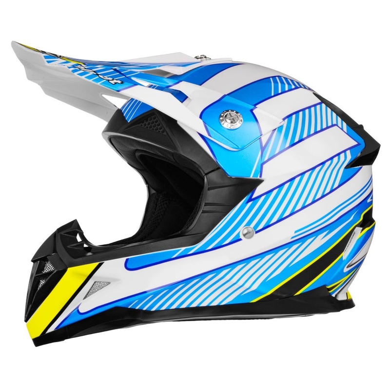 Casca de motocross ZED X1.9D alb-albastru-galben-negru lichidare
