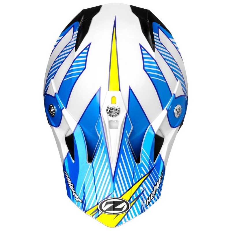 Casca de motocross ZED X1.9D alb-albastru-galben-negru lichidare