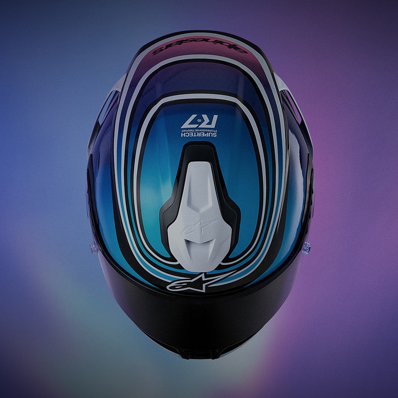 Cască integrală de motocicletă Alpinestars S-R7 Zeal negru-albastru-roz fluo-alb