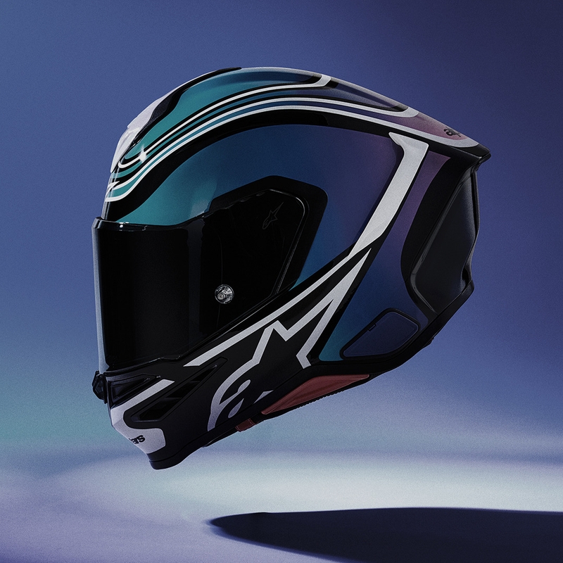 Cască integrală de motocicletă Alpinestars S-R7 Zeal negru-albastru-roz fluo-alb
