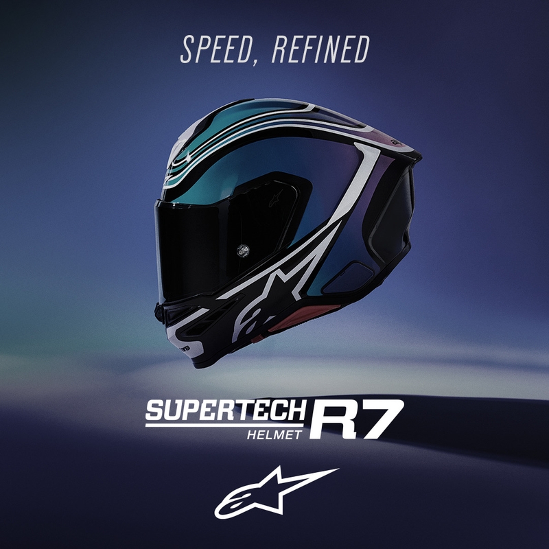 Cască integrală de motocicletă Alpinestars S-R7 Zeal negru-albastru-roz fluo-alb