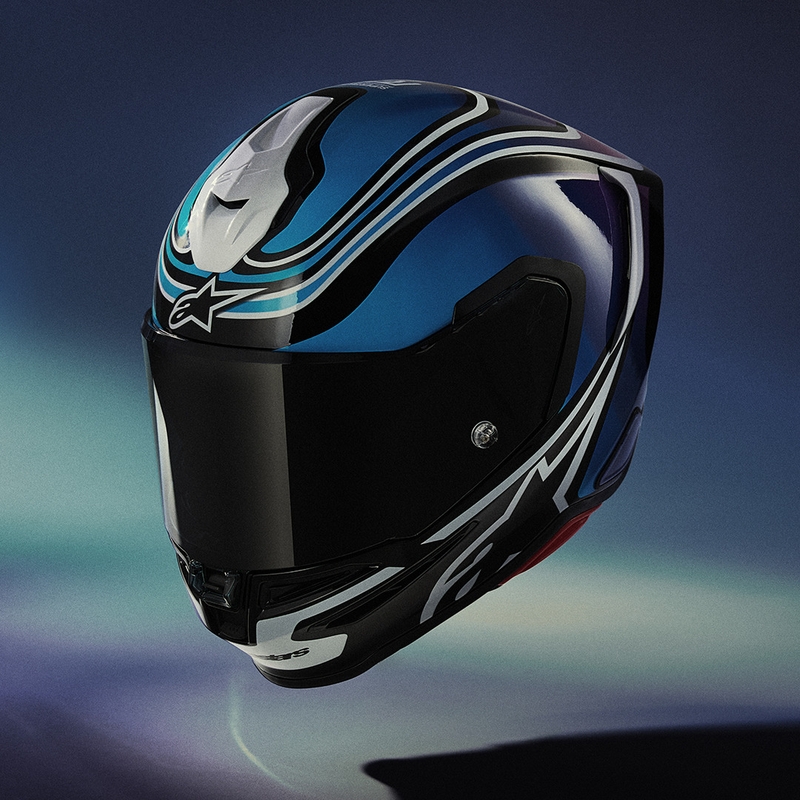 Cască integrală de motocicletă Alpinestars S-R7 Zeal negru-albastru-roz fluo-alb