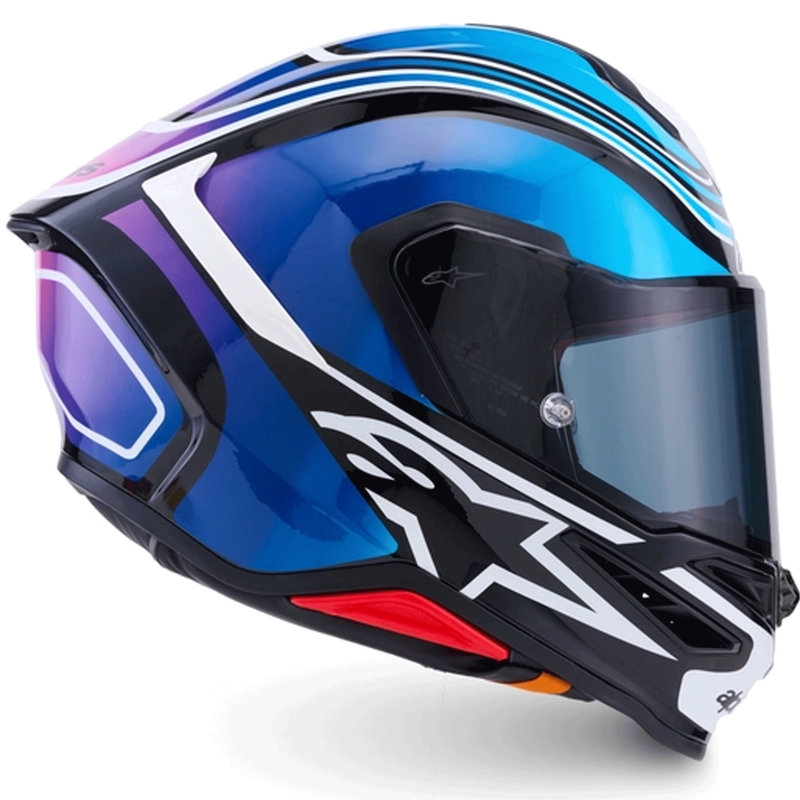Cască integrală de motocicletă Alpinestars S-R7 Zeal negru-albastru-roz fluo-alb