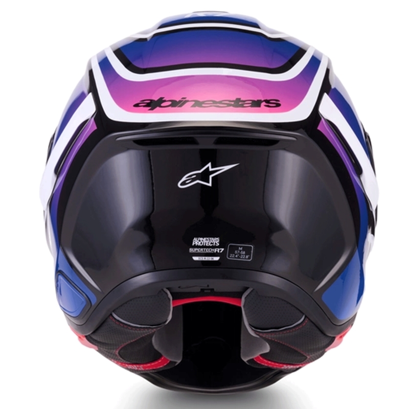 Cască integrală de motocicletă Alpinestars S-R7 Zeal negru-albastru-roz fluo-alb