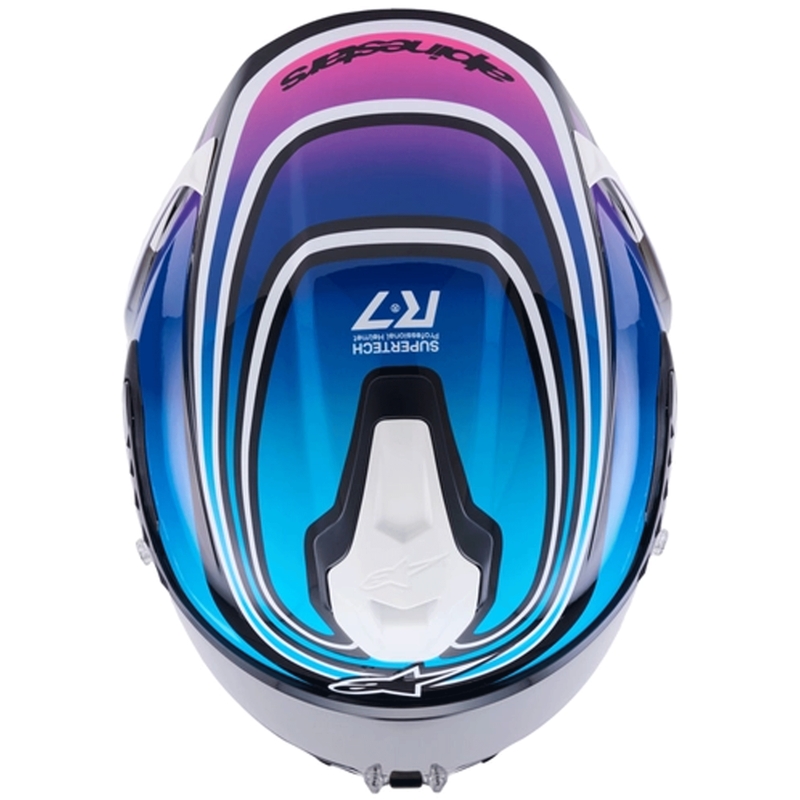 Cască integrală de motocicletă Alpinestars S-R7 Zeal negru-albastru-roz fluo-alb