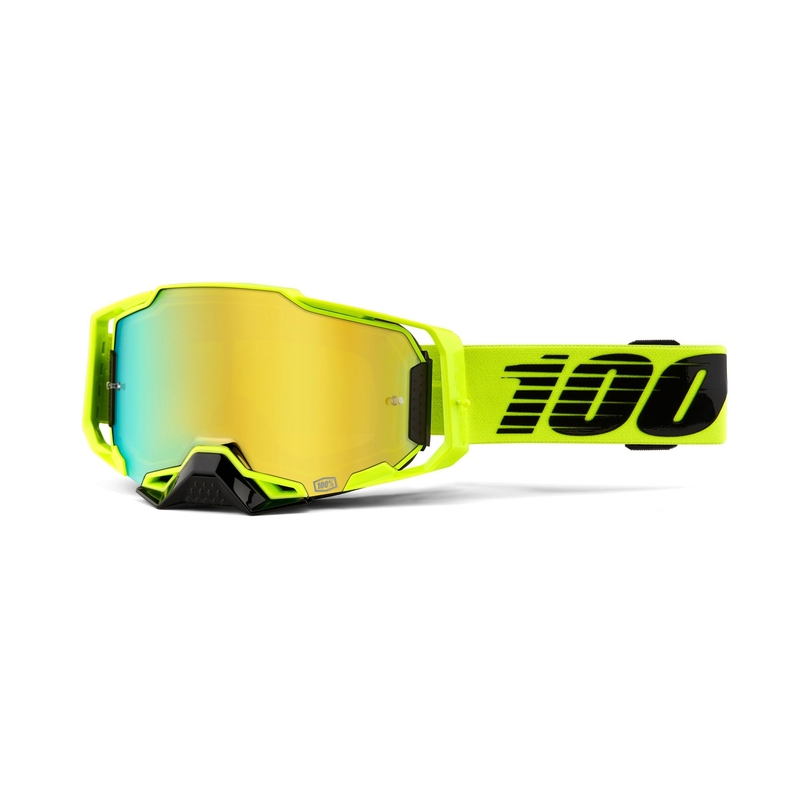 Ochelari de motocros 100% ARMEGA Nuclear Citrus yellow (plexi auriu)