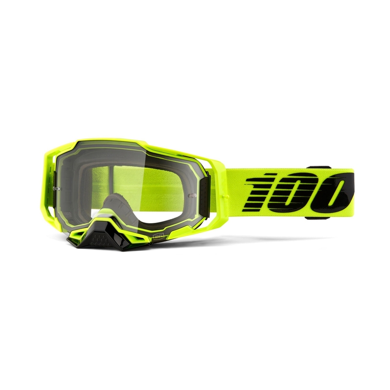 Ochelari de motocros 100% ARMEGA Nuclear Citrus galben (plexi transparent)