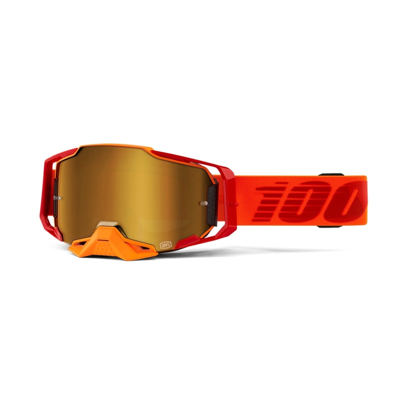 Ochelari de motocros 100% ARMEGA Litkit portocaliu (plexi auriu)