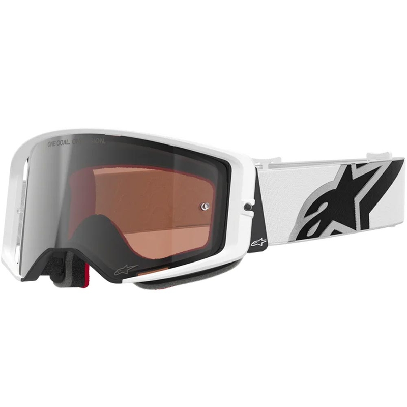 Ochelari motocross Alpinestars Supertech Corp alb-gri cu plexiglas roșu