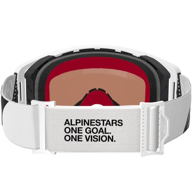 Ochelari motocross Alpinestars Supertech Corp alb-gri cu plexiglas roșu