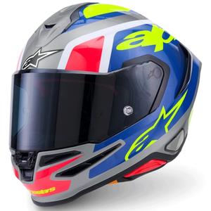 Cască integrală de motocicletă Alpinestars S-R7 Lumen argintiu-negru-roz-galben fluo
