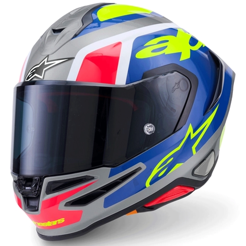 Cască integrală de motocicletă Alpinestars S-R7 Lumen argintiu-negru-roz-galben fluo