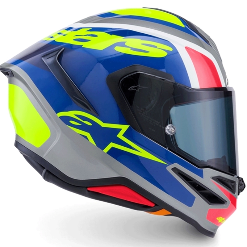 Cască integrală de motocicletă Alpinestars S-R7 Lumen argintiu-negru-roz-galben fluo