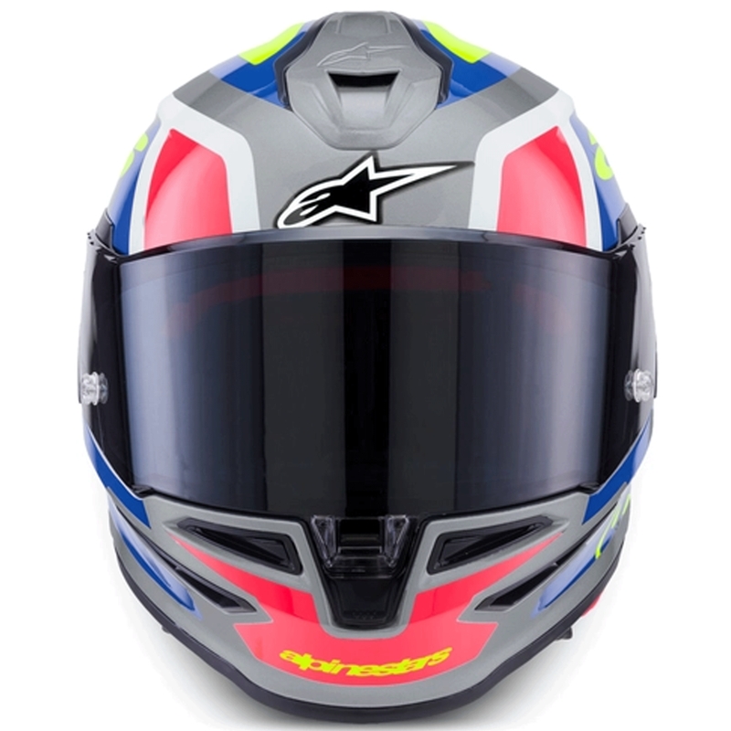 Cască integrală de motocicletă Alpinestars S-R7 Lumen argintiu-negru-roz-galben fluo