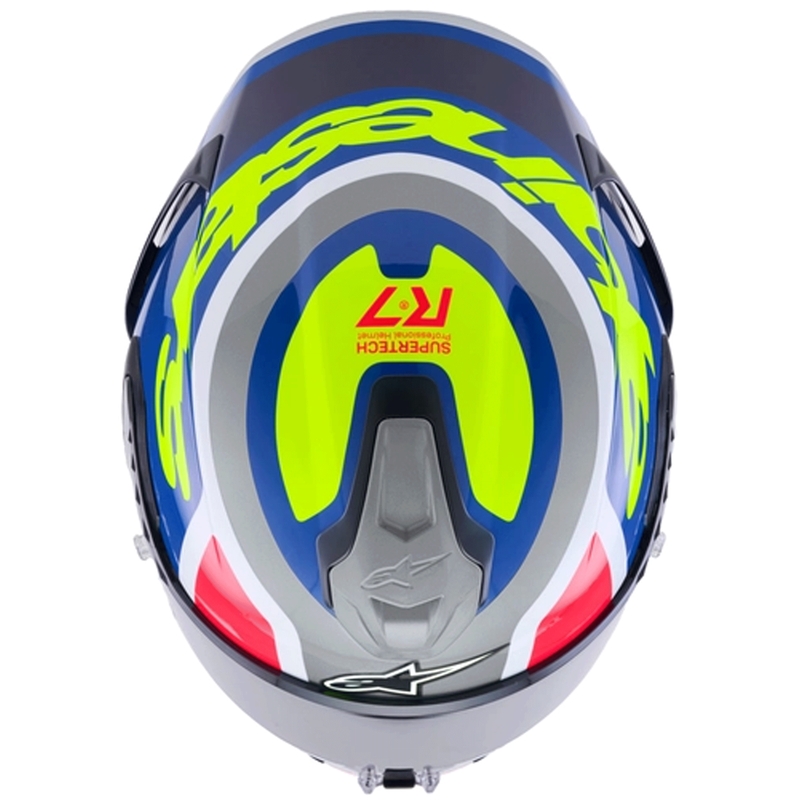 Cască integrală de motocicletă Alpinestars S-R7 Lumen argintiu-negru-roz-galben fluo
