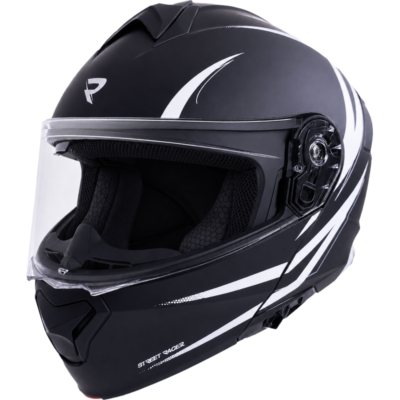 Cască de motocicletă pliabilă Street Racer Fury negru mat-alb - mostră