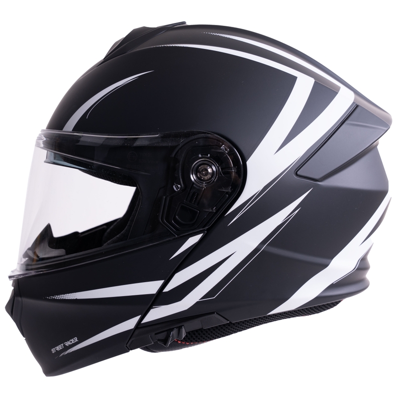 Cască de motocicletă pliabilă Street Racer Fury negru mat-alb - mostră