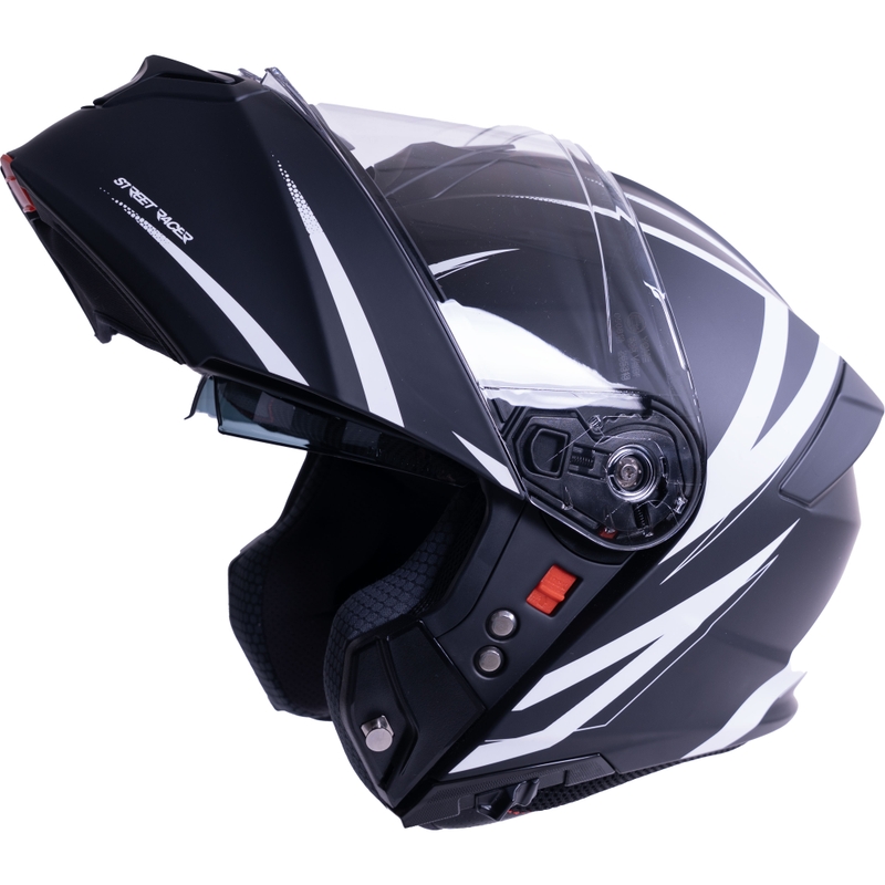 Cască de motocicletă pliabilă Street Racer Fury negru mat-alb - mostră