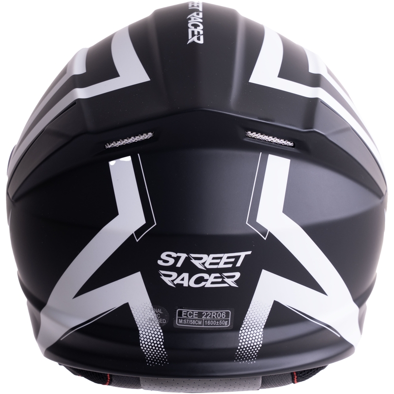 Cască de motocicletă pliabilă Street Racer Fury negru mat-alb - mostră