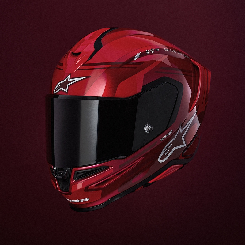 Cască integrală pentru motocicletă Alpinestars S-R7 A-Core roșu-alb