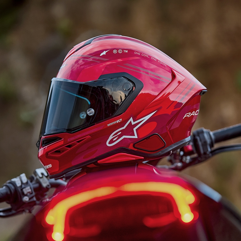 Cască integrală pentru motocicletă Alpinestars S-R7 A-Core roșu-alb