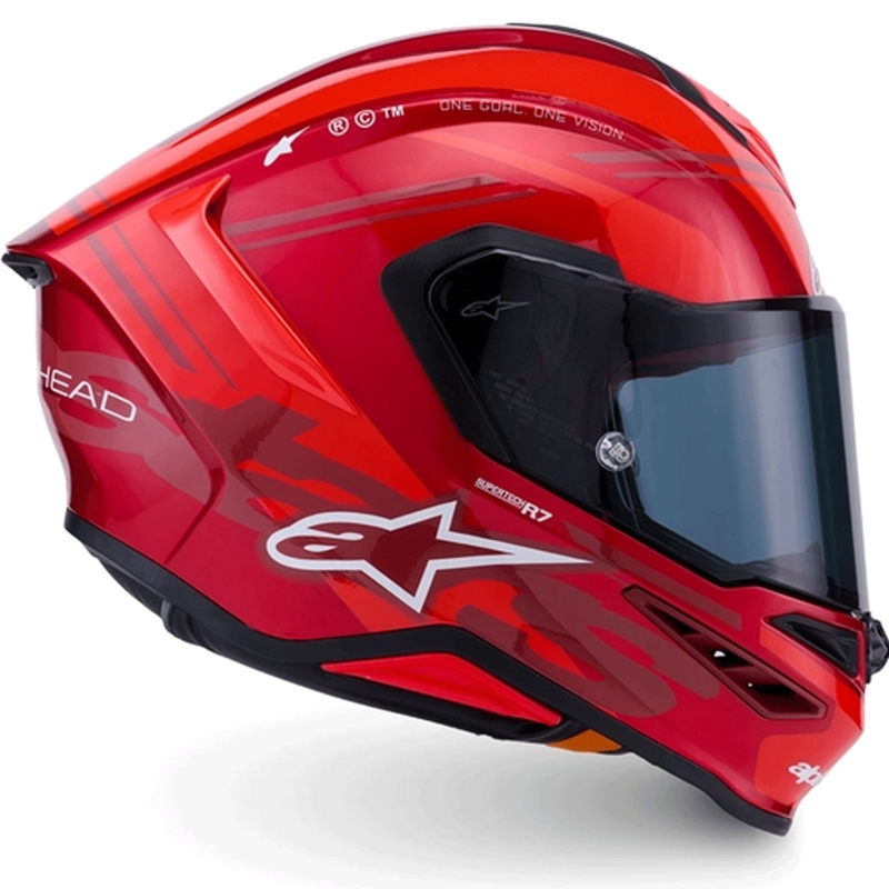 Cască integrală pentru motocicletă Alpinestars S-R7 A-Core roșu-alb