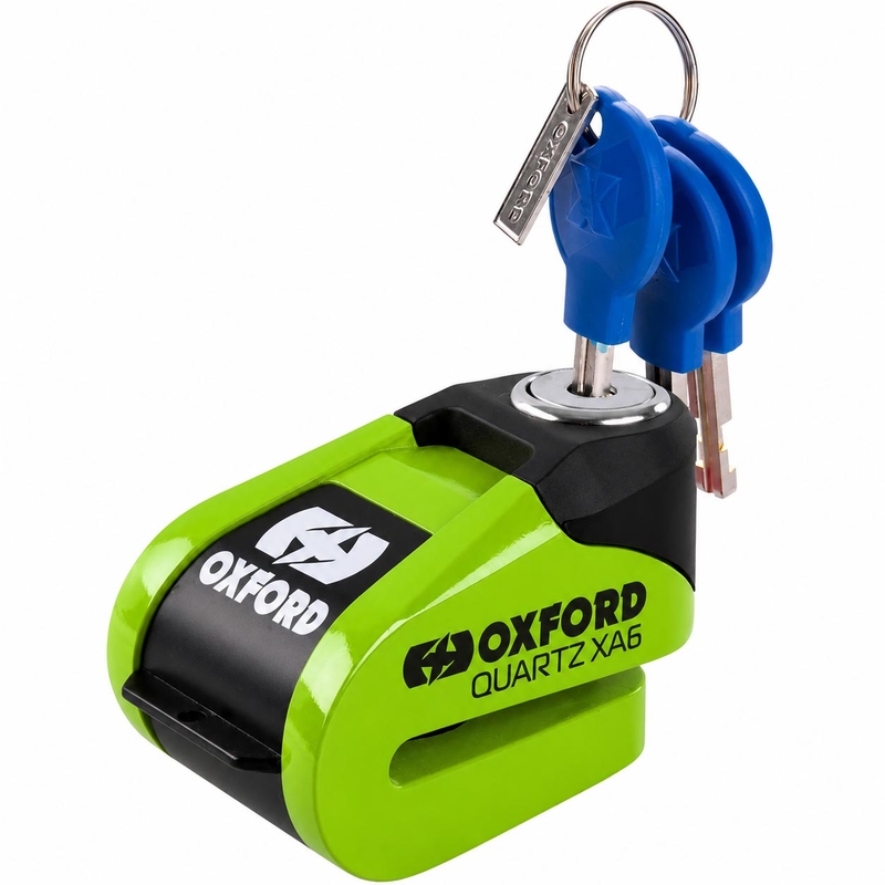 Încuietoare de frână cu disc Oxford Quartz Alarm XA6 - Ediție limitată, verde