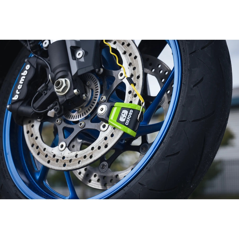 Încuietoare de frână cu disc Oxford Quartz Alarm XA10 - Ediție limitată, verde