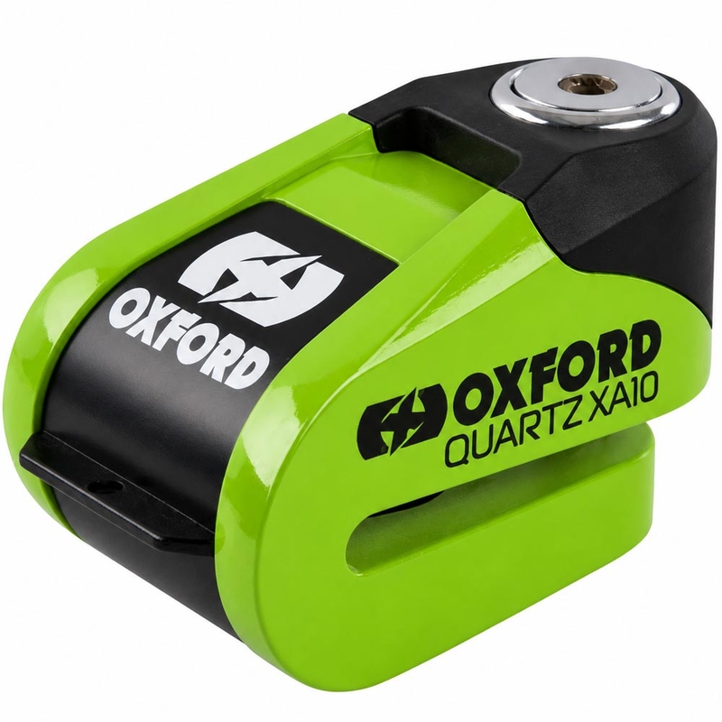 Încuietoare de frână cu disc Oxford Quartz Alarm XA10 - Ediție limitată, verde
