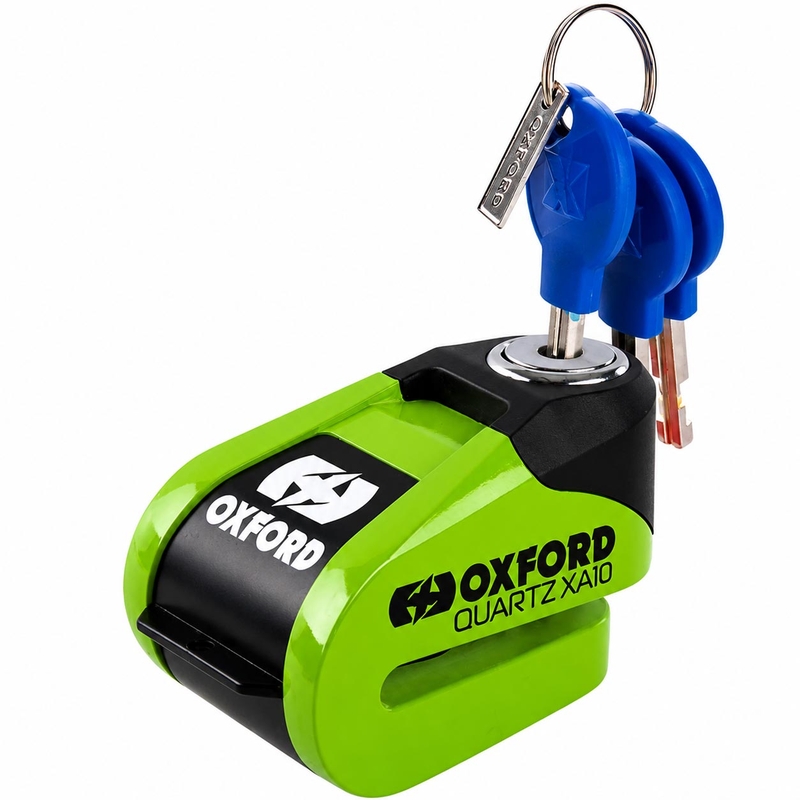 Încuietoare de frână cu disc Oxford Quartz Alarm XA10 - Ediție limitată, verde
