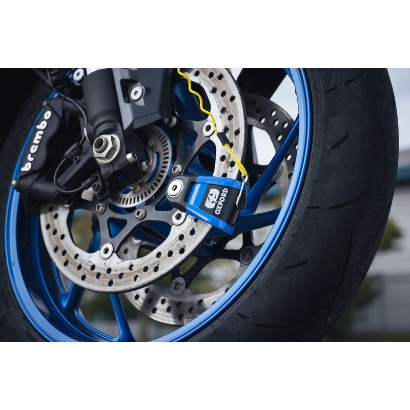 Lacăt de frână cu disc Oxford Quartz Alarm XA10 - Ediție limitată, albastru