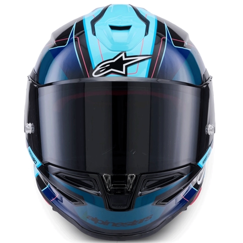 Cască integrală de motocicletă Alpinestars S-R7 Kinetis negru-albastru-roz fluo-alb