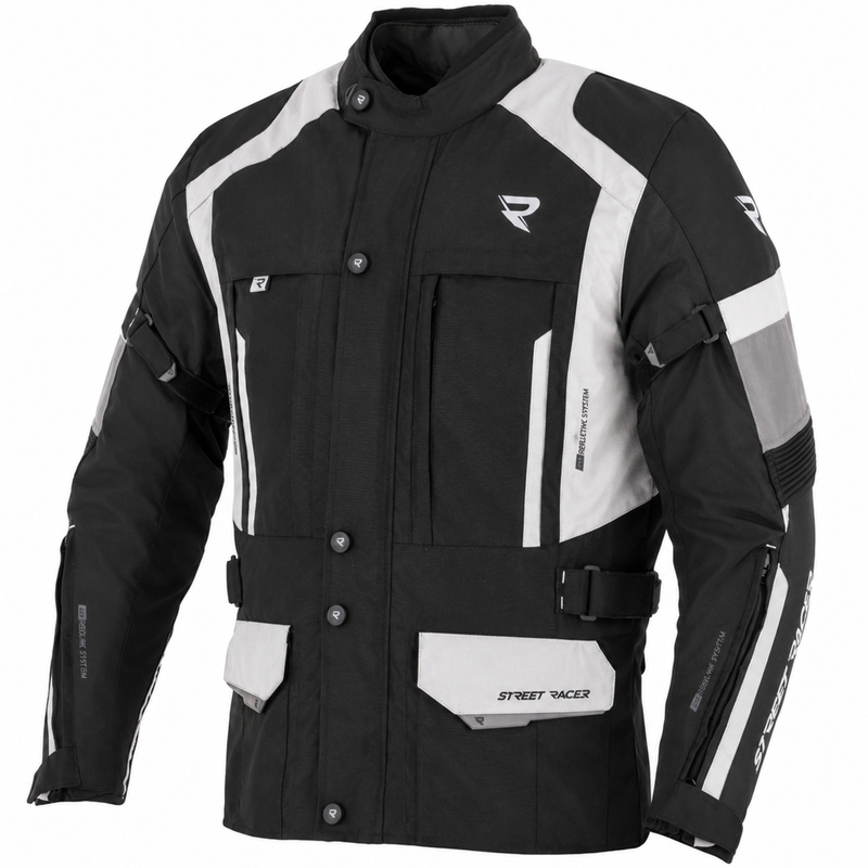 Geacă de motocicletă Street Racer Hilax negru-gri deschis